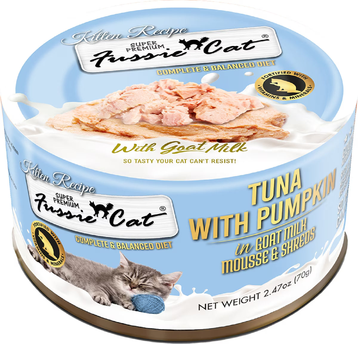 Fussie Cat Mousse Tuna with Pumpkin in Goat Milk Wet Kitten Food & Shreds, 2.47-oz can