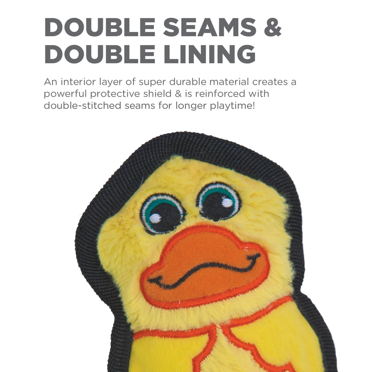 Outward Hound Durablez Minis Duck Tough Squeaky Dog Plush Toy, Yellow, X-Small