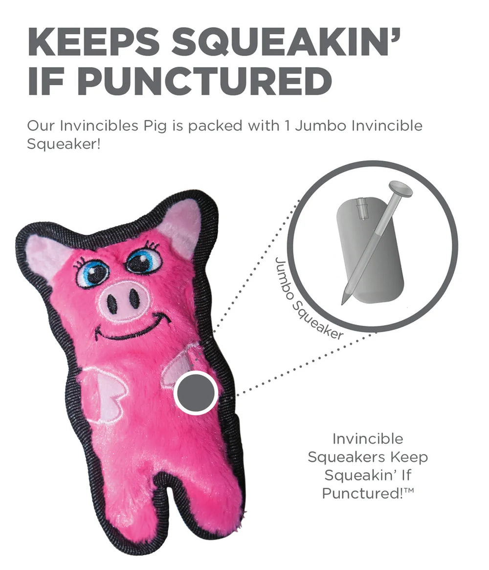Outward Hound Durablez Minis Pig Tough Squeaky Dog Plush Toy, Pink, X-Small