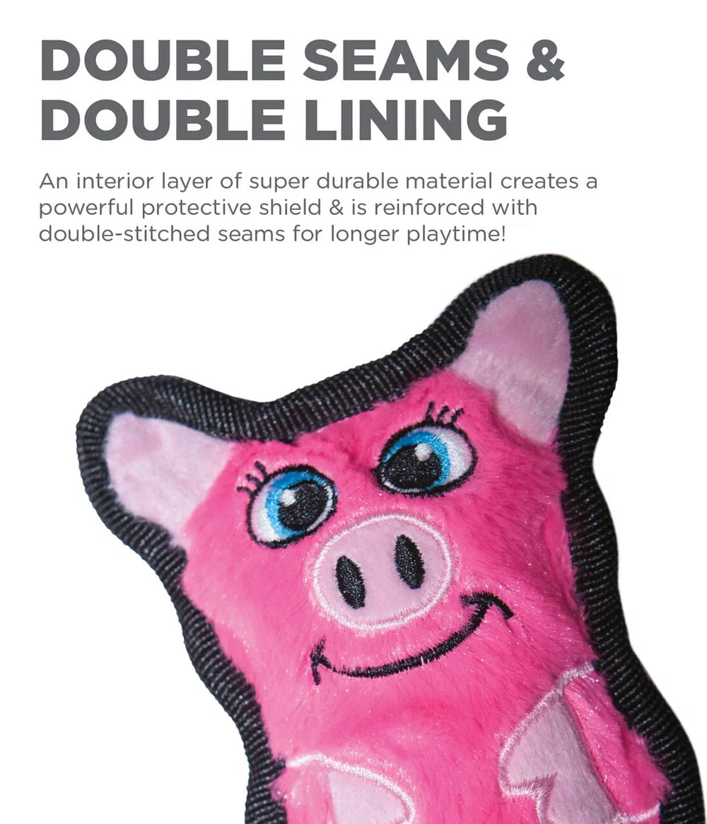 Outward Hound Durablez Minis Pig Tough Squeaky Dog Plush Toy, Pink, X-Small