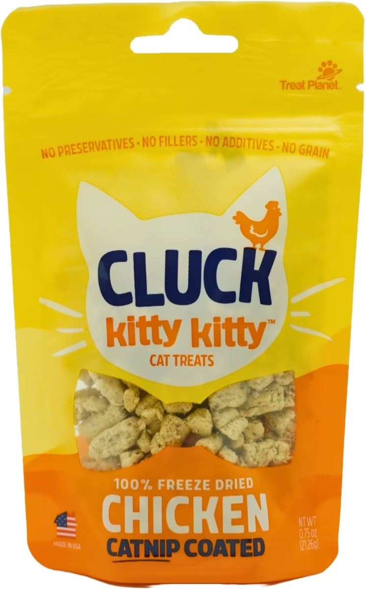 Cluck Kitty Kitty Catnip Coated Chicken Grain-Free Freeze-Dried Cat Treats, 0.75-oz bag