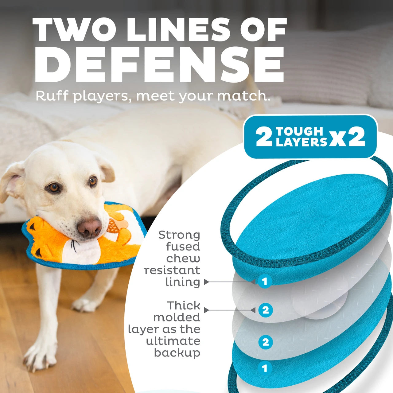 Tough Skinz Durable Fox Dog Toy - Medium