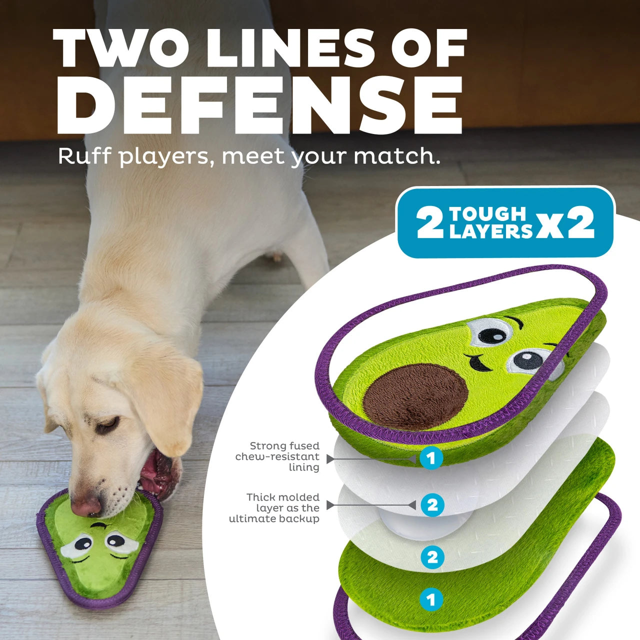 Tough Skinz Durable Avocado Dog Toy - Medium