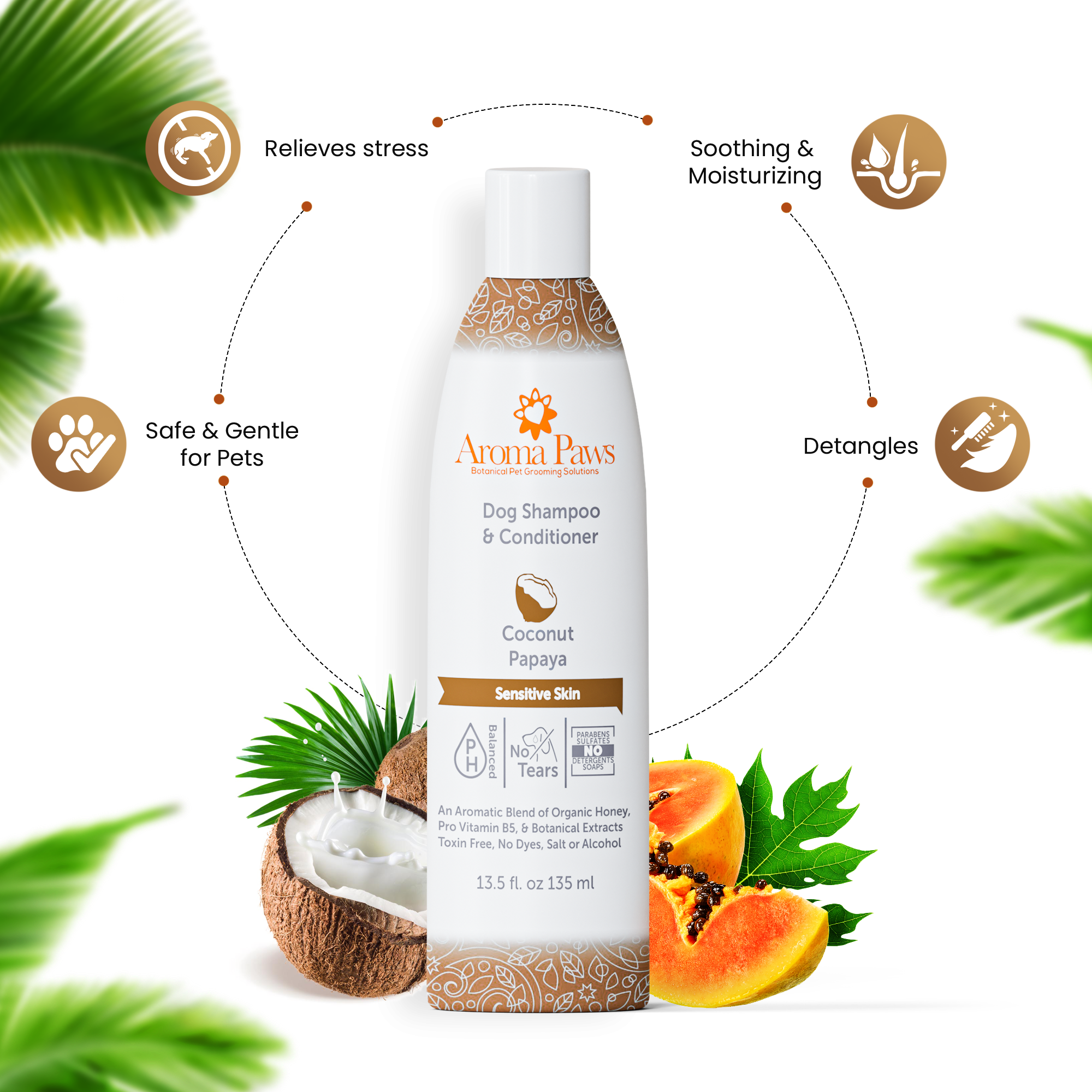Champú y acondicionador de papaya de coco 13.5 oz